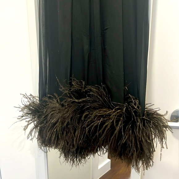 Vintage Miss Bonwit sheer black dress with feather bottom. Size 0 - Picture 3 of 8